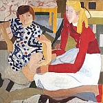 Ellen and Ragna | Oil on Canvas | 27 x 27 1/2 inches  | ca. 1939-42