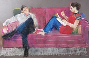 Frank O'Brien and Temma | Pastel on Paper | 26 x 40 inches  | ca.1972